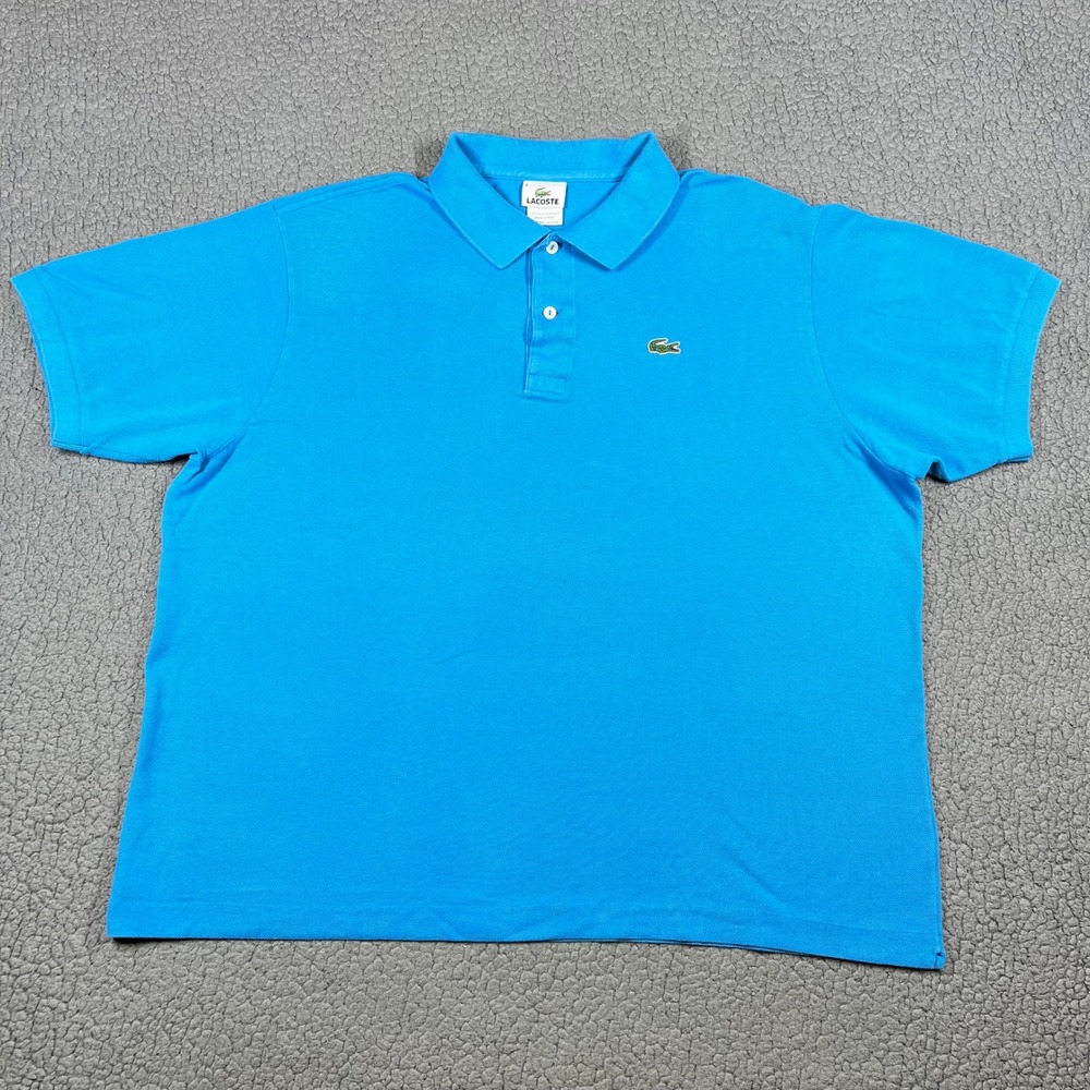 Lacoste Polo Shirt Mens 8 (2XL) Short Sleeve Pique Blue Classic Preppy
